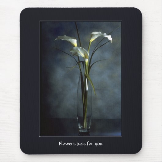 Witte Calla Lilies in het glas Vase Muismat (Voorkant)