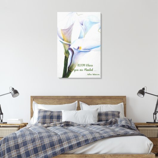 Witte Calla Lilies in Waterverven Canvas Afdruk (Insitu (Slaapkamer))