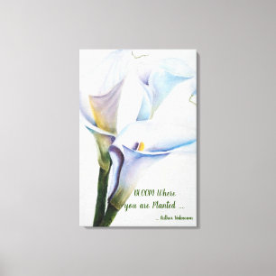 Witte Calla Lilies in Waterverven Canvas Afdruk