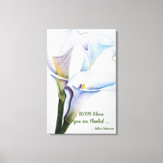 Witte Calla Lilies in Waterverven Canvas Afdruk (Voorkant)