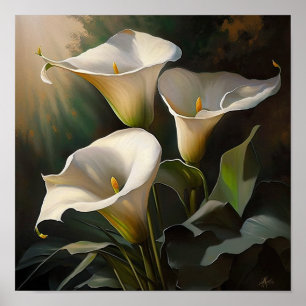 Witte Calla Lilies Lily Bloemenkunst Print Poster