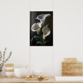 Witte Calla Lilies Lily Bloemenkunst Print Poster (Keuken)