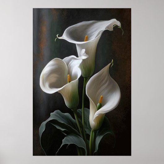 Witte Calla Lilies Lily Bloemenkunst Print Poster (Voorkant)