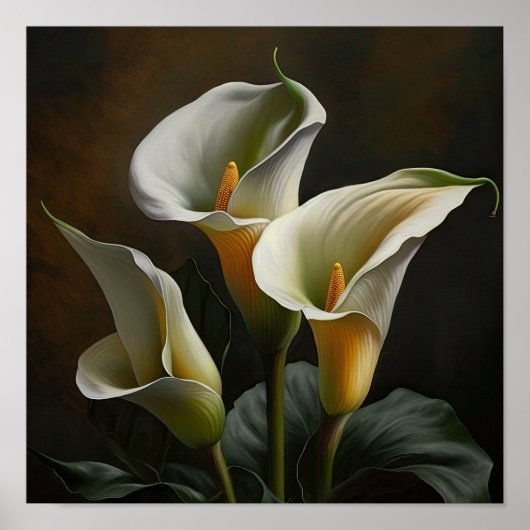 Witte Calla Lilies Lily Bloemenkunst Print Poster (Voorkant)