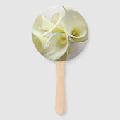 Witte calla lilies van bovenaf handwaaier (Voorkant)