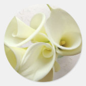Witte calla lilies van bovenaf ronde sticker (Voorkant)