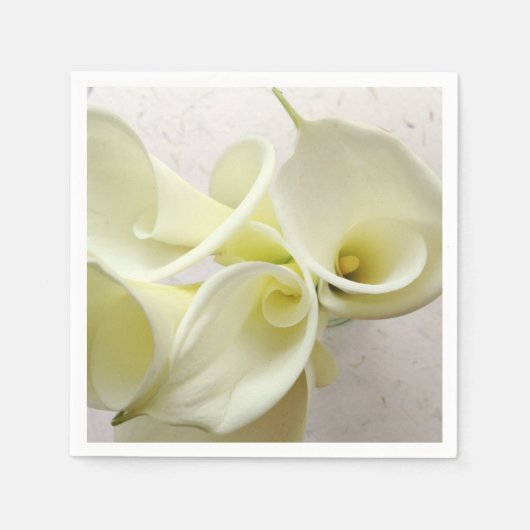 Witte calla lilies van bovenaf servetten (Voorkant)