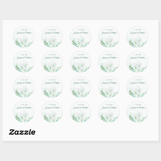 Witte Calla Lilly Bloemenbruiloft Stickers (Vel)