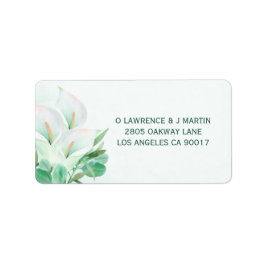 Witte Calla Lilly Elegante Waterverf Etiket