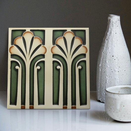 Witte Calla Lily Abstracte midden-eeuwse stijl Tegeltje