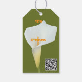 Witte Calla Lily Bloem Achtertuin Foto Cadeaulabel (Achterkant)