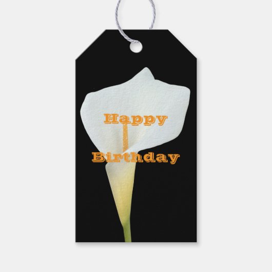 Witte Calla Lily Bloem Achtertuin Foto Cadeaulabel (Voorkant)