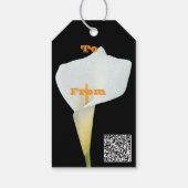 Witte Calla Lily Bloem Achtertuin Foto Cadeaulabel (Achterkant)