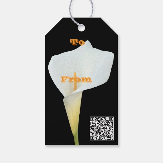 Witte Calla Lily Bloem Achtertuin Foto Cadeaulabel (Achterkant)