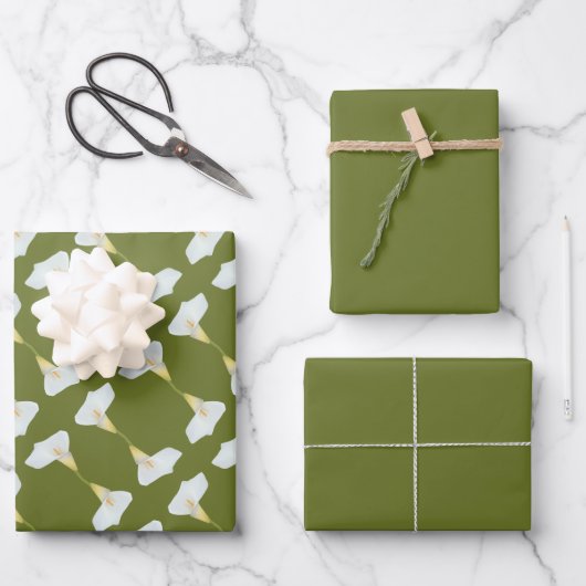 Witte Calla Lily Bloem Achtertuin Foto Inpakpapier Vel (Voorkant)