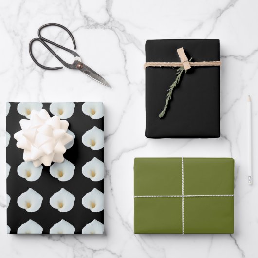 Witte Calla Lily Bloem Achtertuin Foto Inpakpapier Vel (Voorkant)