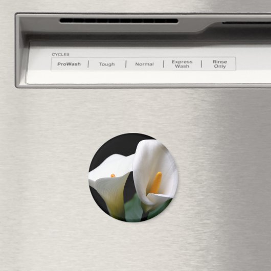 Witte Calla Lily Bloem Ronde Magneet (Insitu (Vaatwasser))