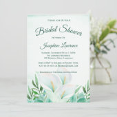 Witte Calla Lily Bloemen Bruidsdouche Uitnodiginge Kaart (Staand voorkant)