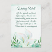 Witte Calla Lily Bloemen Bruiloft Wishing Well Kaa Informatiekaartje (Voorkant)