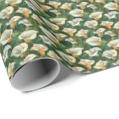 Witte Calla Lily Bloemen Cadeau Wrapping Bruiloft Cadeaupapier (Rol Hoek)