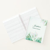 Witte Calla Lily Bloemen Waterverf Bruiloft Notitieboek (Binnen)