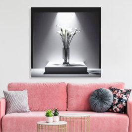 Witte Calla Lily boeket in de kijker Canvas Afdruk