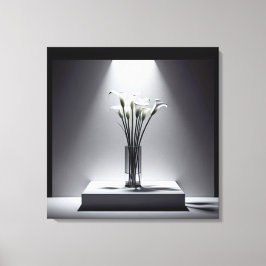 Witte Calla Lily boeket in de kijker Canvas Afdruk