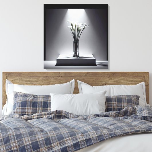 Witte Calla Lily boeket in de kijker Canvas Afdruk (Insitu (Slaapkamer))