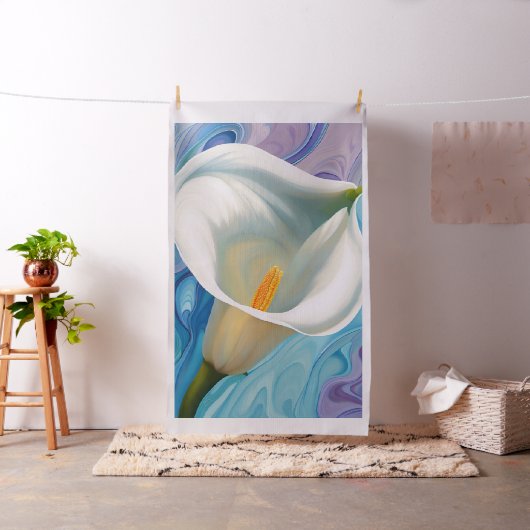 Witte Calla Lily Cheater Quilt Panel Stof (Voorbeeld)