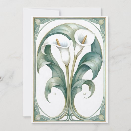 Witte Calla Lily Elegance Bruiloft Kaart (Achterkant)