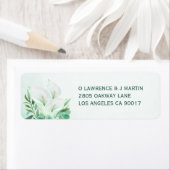 Witte Calla Lily Elegant Bloemen Waterverf Etiket (Insitu)