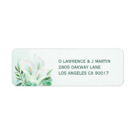 Witte Calla Lily Elegant Bloemen Waterverf Etiket