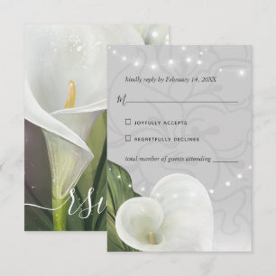 Witte Calla Lily Elegant Bloemen Waterverf RSVP Kaartje