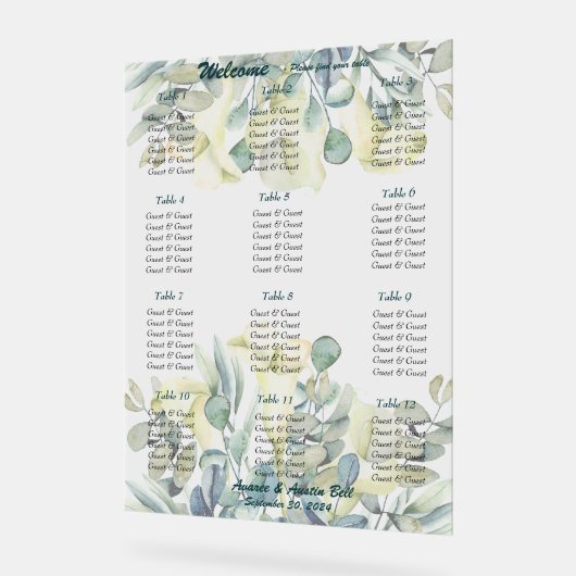 Witte Calla Lily en Eucalyptus Acryl Bord (Hoek)