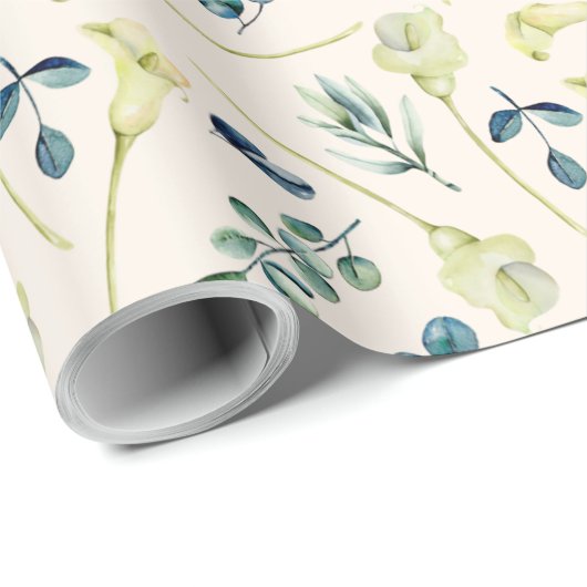 Witte Calla Lily en Eucalyptus Cadeaupapier (Rol Hoek)