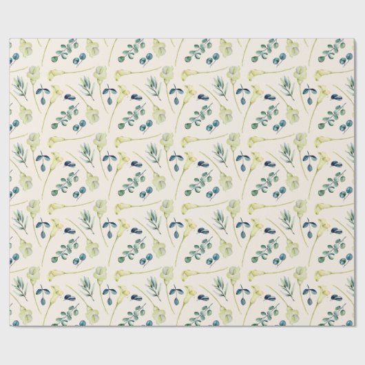 Witte Calla Lily en Eucalyptus Cadeaupapier (Vlak)
