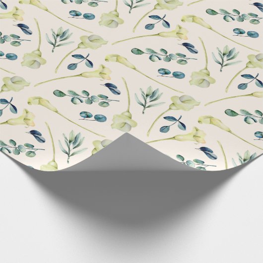 Witte Calla Lily en Eucalyptus Cadeaupapier (Hoek)