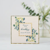 Witte Calla Lily en Eucalyptus Ivoor en Goud Kaart (Staand voorkant)