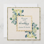 Witte Calla Lily en Eucalyptus Ivoor en Goud Kaart (Voorkant)