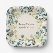 Witte Calla Lily en Eucalyptus Papieren Bordje (Voorkant)