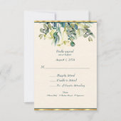 Witte Calla Lily en Eucalyptus RSVP Kaartje (Achterkant)