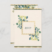 Witte Calla Lily en Eucalyptus RSVP Kaartje (Voorkant / Achterkant)