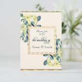 Witte Calla Lily en Eucalyptus Save The Date (Staand voorkant)