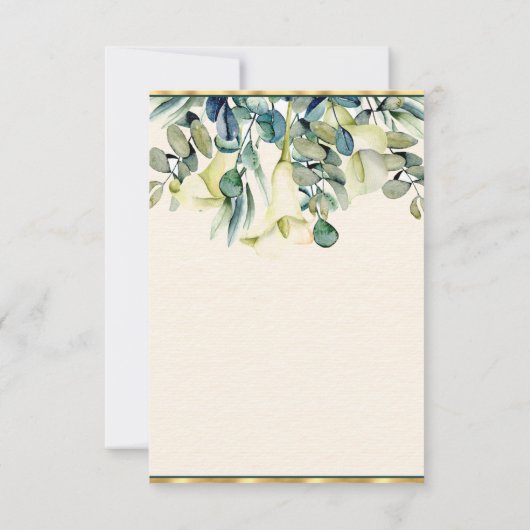 Witte Calla Lily en Eucalyptus Save The Date (Achterkant)
