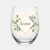 Witte Calla Lily en Eucalyptus Wijnglas Zonder Voet (Achterkant)