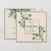 Witte Calla Lily Eucalyptus Ivoor Gouden Douche Kaart (Voorkant / Achterkant)