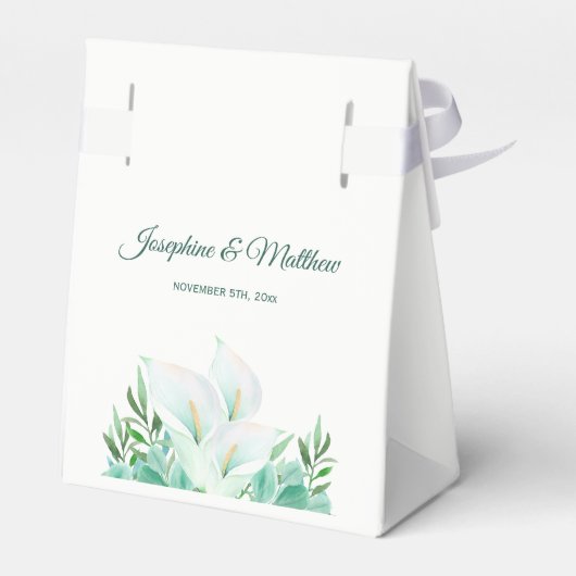 Witte Calla Lily Floral bruiloft Bedankdoosjes (Achterkant)
