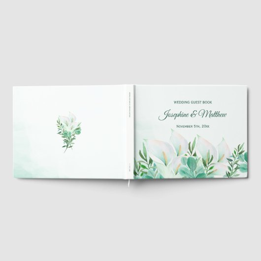 Witte Calla Lily Floral bruiloft Gastenboek (Volledig)