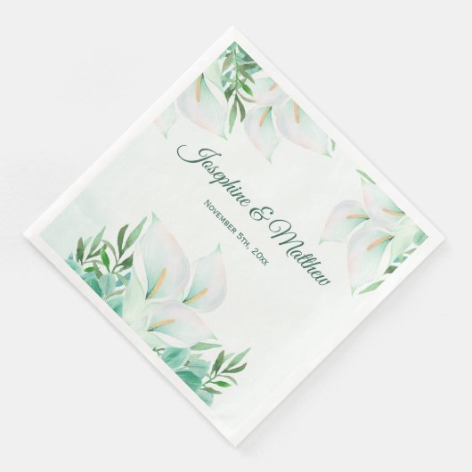 Witte Calla Lily Floral bruiloft servetten (Hoek)