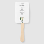 Witte Calla Lily Groene Botanische Huwelijksprogra Handwaaier (Voorkant)